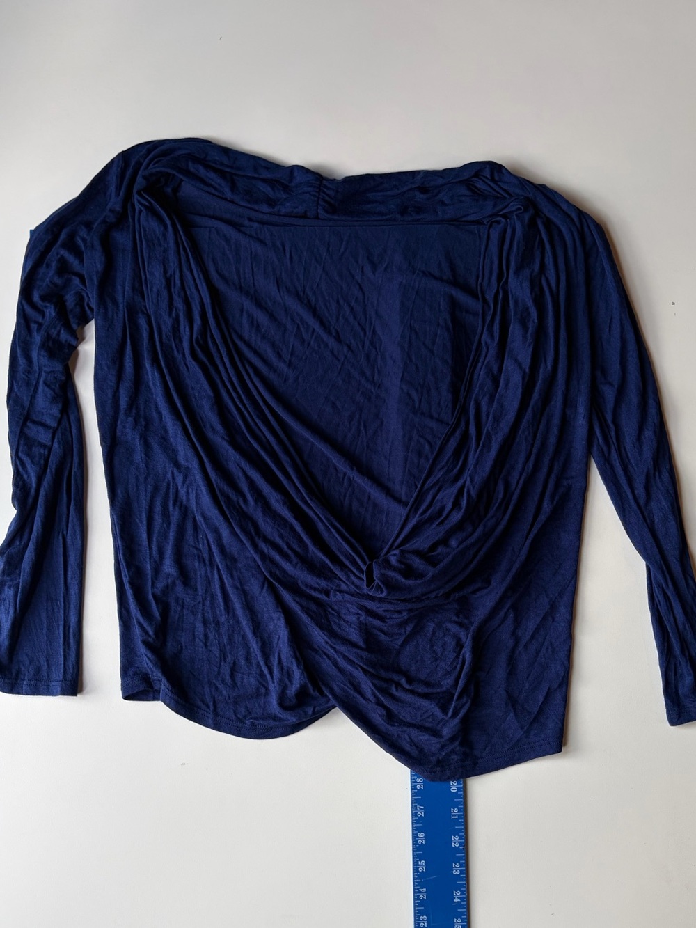 Women’s Navy Long-Sleeve Drape-Back Tunic